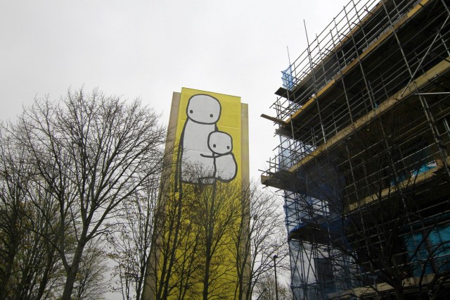 General view of Stik's painting "Big Mother" the tallest mural in the UK.  Sophie Duval /EMPICS Entertainment