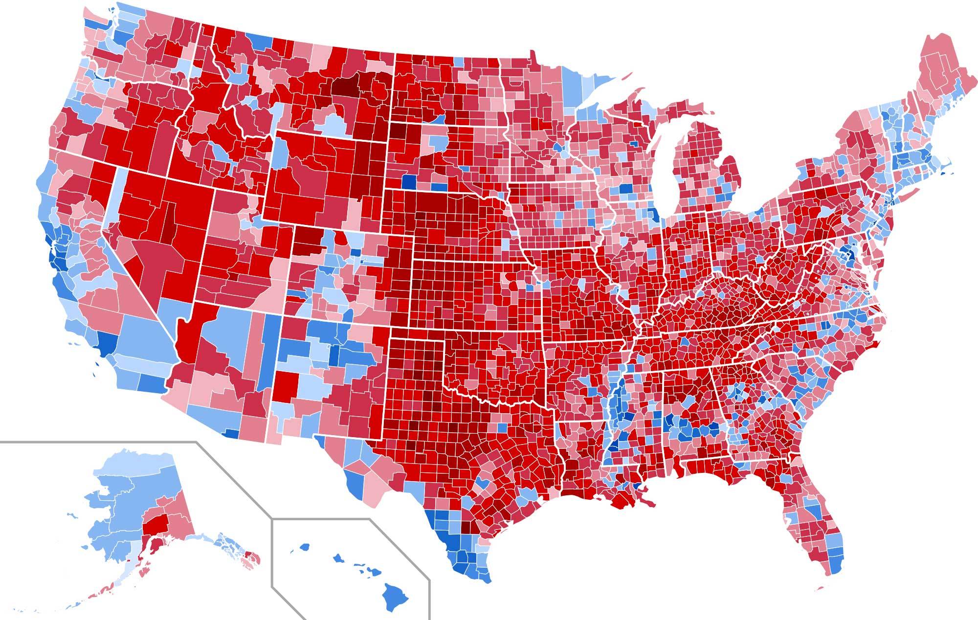 USA voting patterns for 2016