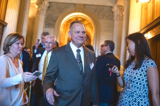 Roy Moore is questioned by the media in the Capitol (Credit Image: CQ-Roll Call/SIPA USA/PA Images)