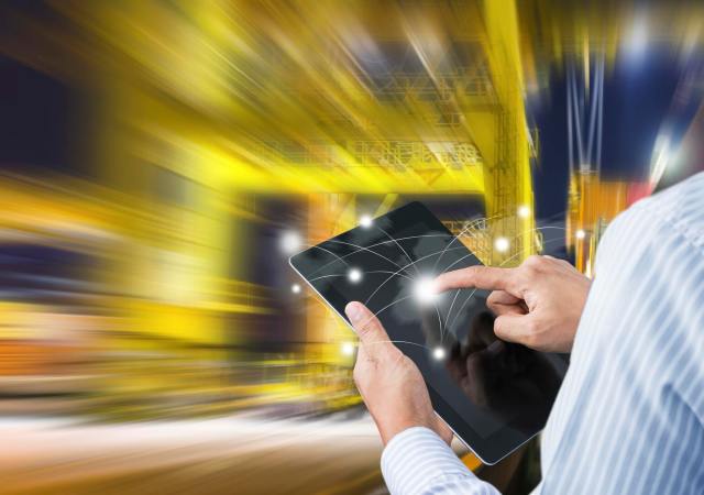 Concept of fast or instant shipping, Online goods orders worldwide