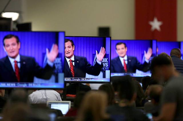 Ted Cruz in the Republican Presidential debate sponsored by Fox News. Credit: Joe Raedle/Getty 