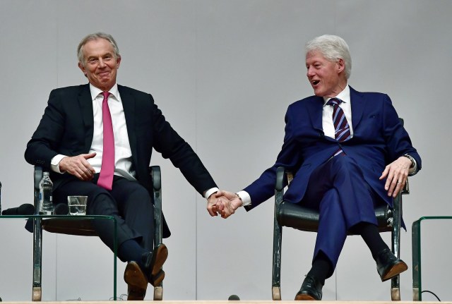 Former President Bill Clinton and former British Prime Minister Tony Blair. Credit: Charles McQuillan / Getty