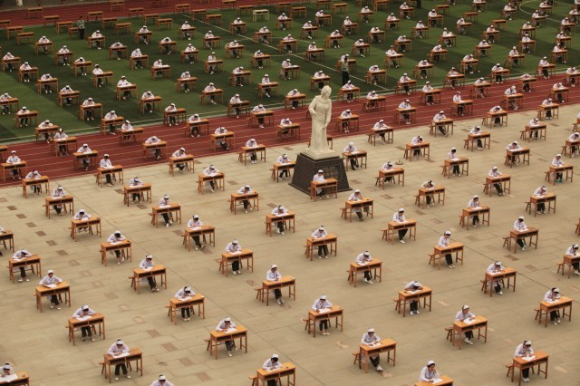 Studentsl take part in graduation examinations in Shaanxi, China. Credit: VCG / VCG via Getty