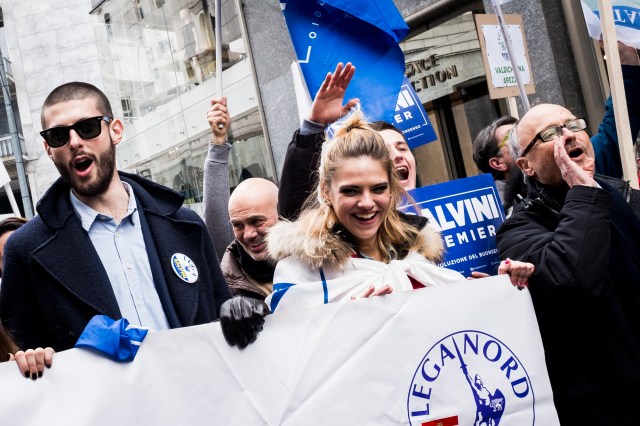 Lega Nord supporters. Credit: Tristan Fewings/Getty Images
