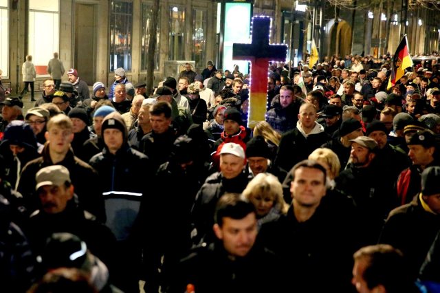 An anti-immigration protest in Dresden. Credit: Mehmet Kaman/Anadolu Agency/Getty