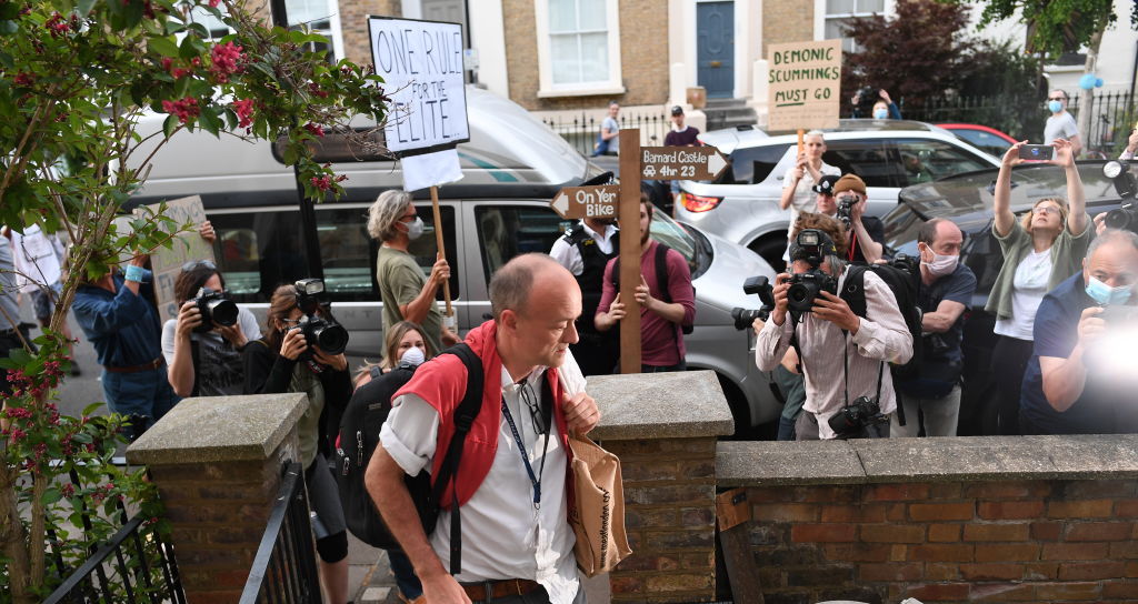 Dominic Cummings returns home after making a statement in 10 Downing Street. Credit: Getty