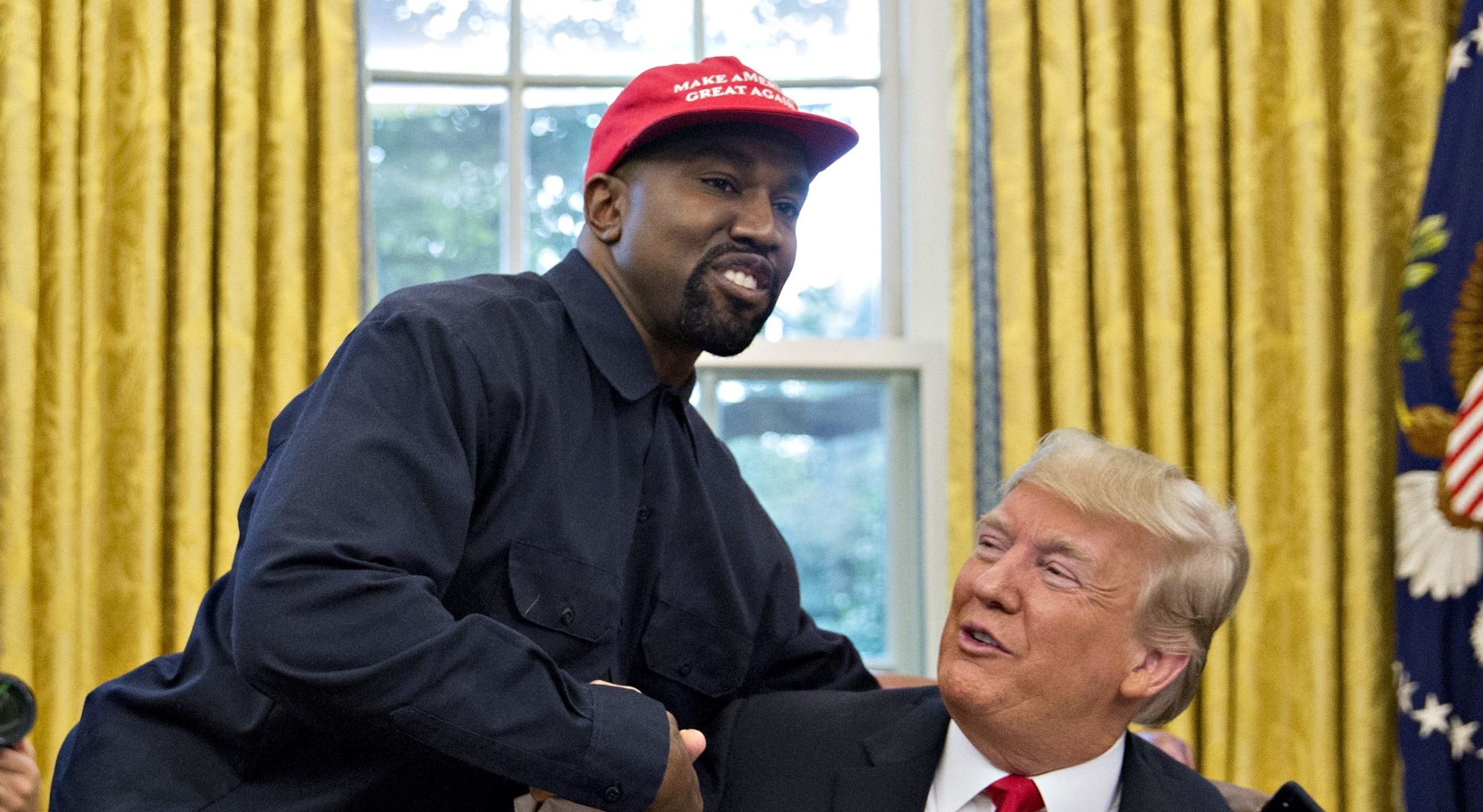Kanye West meets President Trump in the Oval Office, White House in 2018