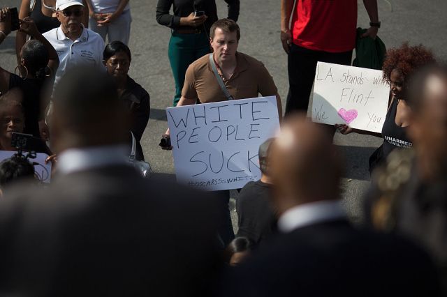 An #oscarsowhite protest. Credit: DAVID MCNEW/Getty