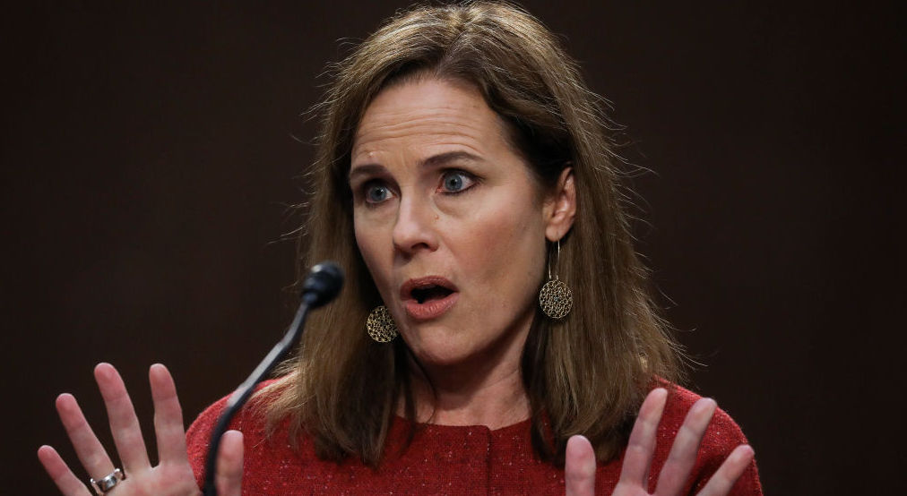 U.S. Supreme Court nominee Judge Amy Coney Barrett testifies before the Senate Judiciary Committee. Credit: Getty