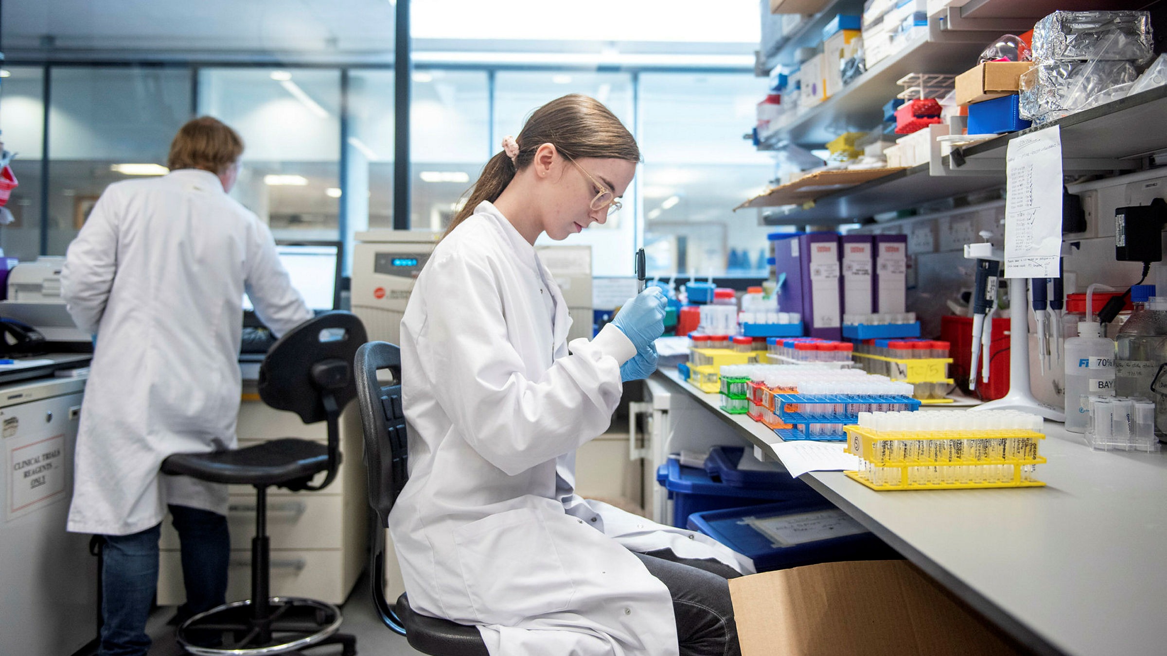 A scientist at Oxford University’s Jenner Institute and Oxford Vaccine Group. Photo: John Cairns