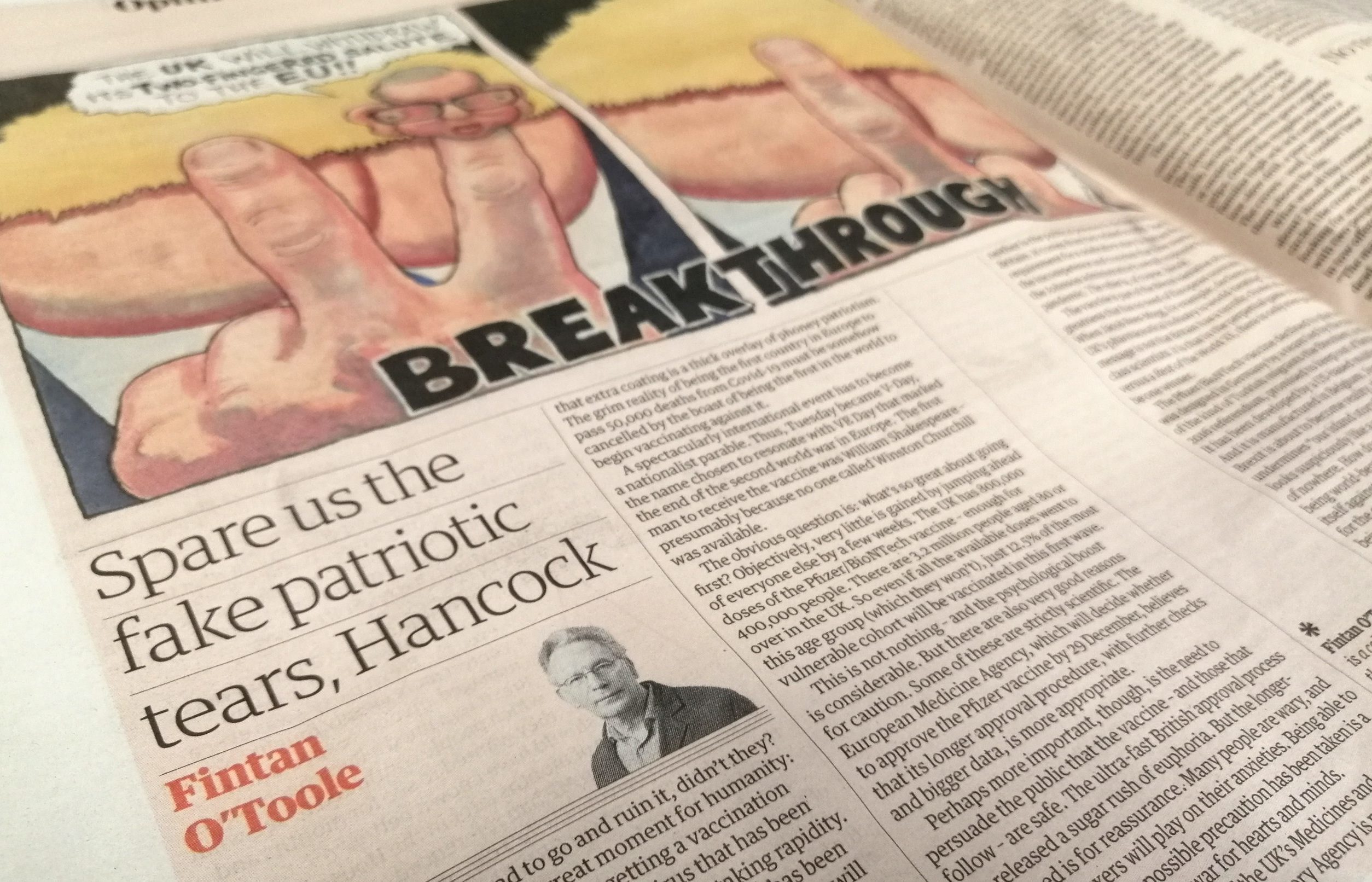 Columnist Fintan O'Toole accused Britain of 'phoney patriotism'. Credit: Guardian 