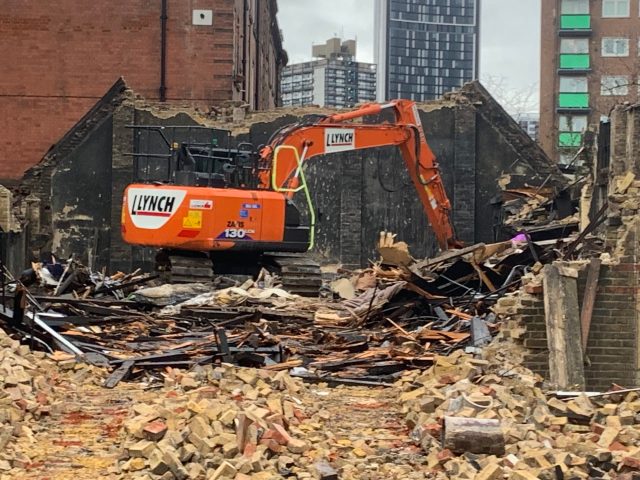 Sadness lies too deep for tears as Giles Frasers' church hall is torn down. 