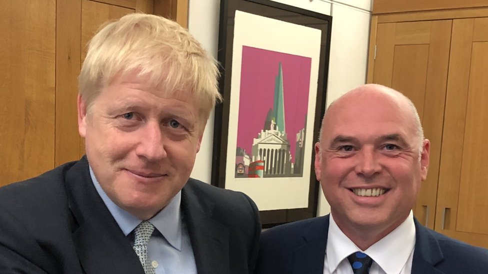 Boris Johnson and Wales Conservative Party Leader Paul Davies