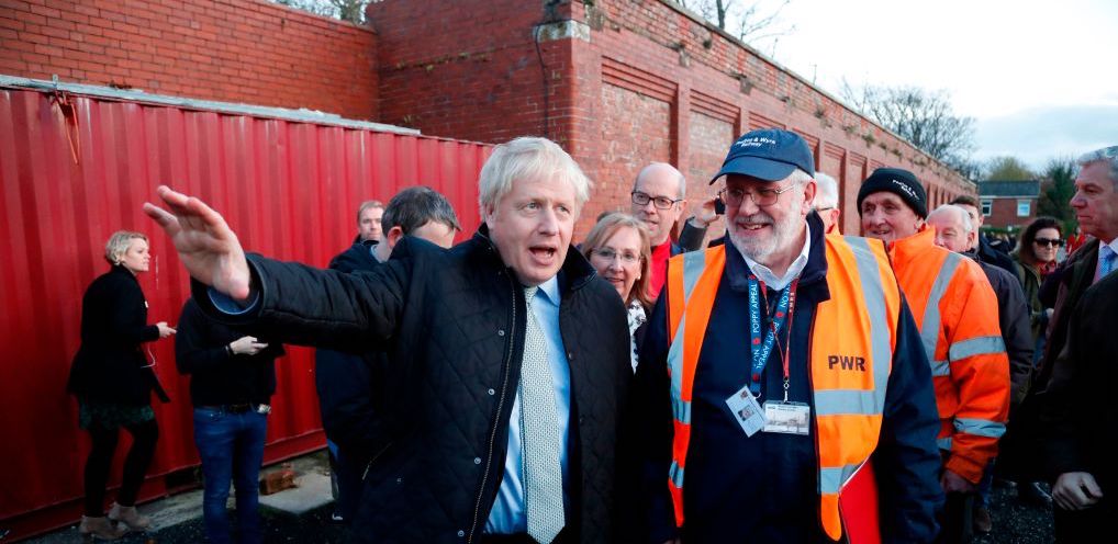 Prime Minister Boris Johnson in north-west England. Credit: Getty