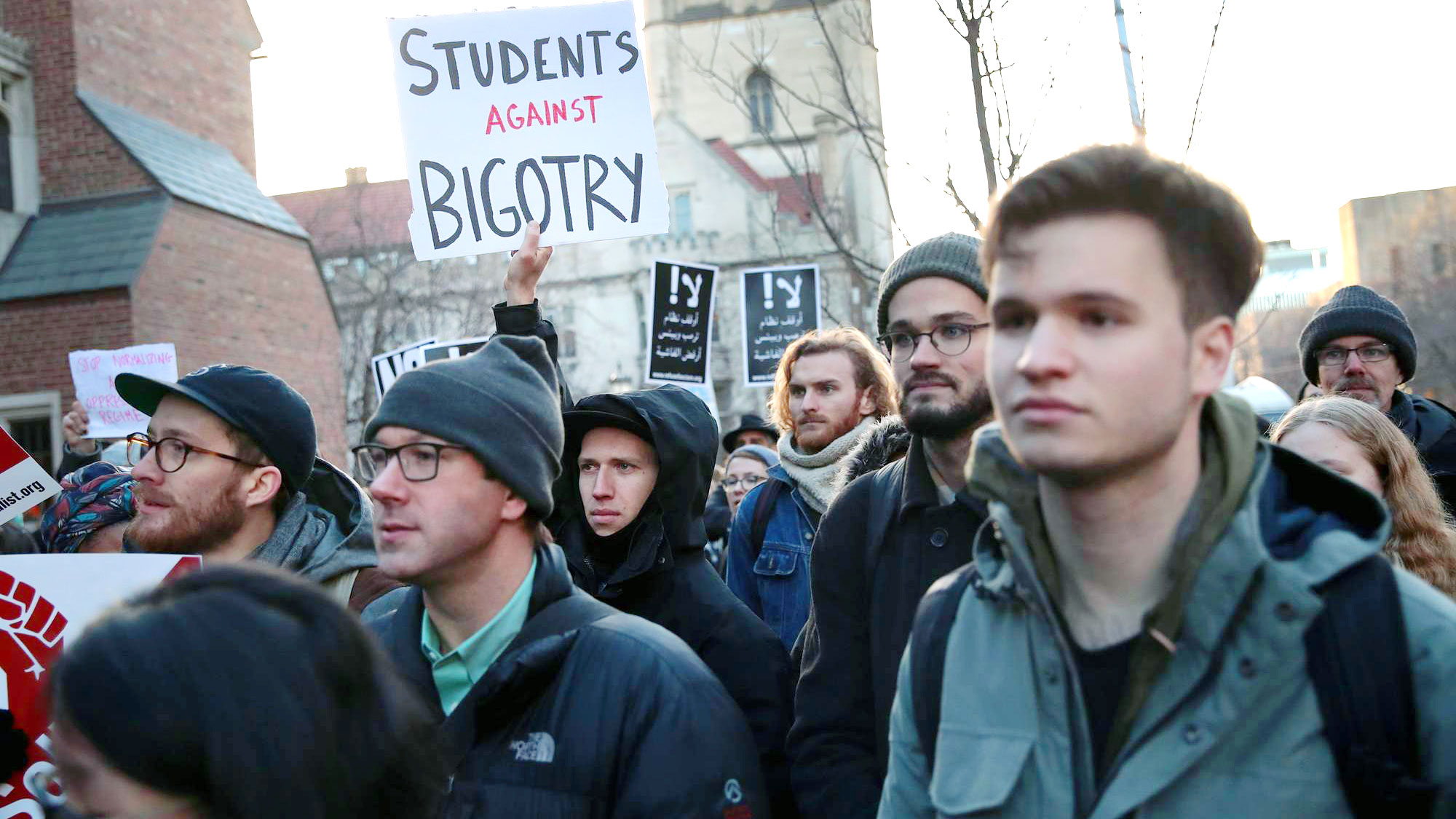 Students protesting against a visiting speaker in Chicago. Credit: Scott Olson/Getty