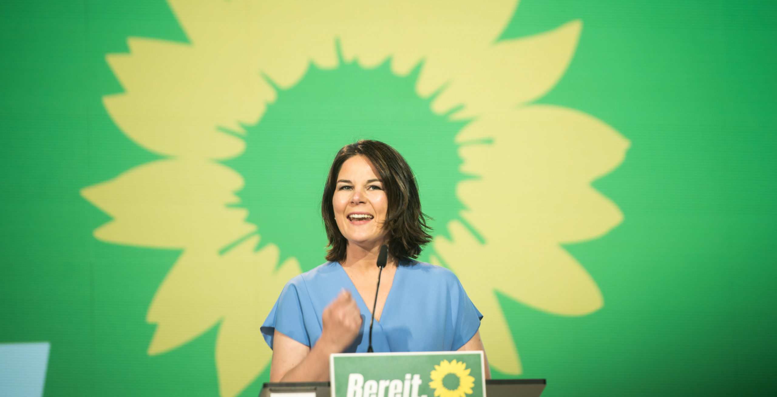 Annalena Baerbock, co-head of the German Greens Party, speaks at the virtual federal party congress. Credit: Getty