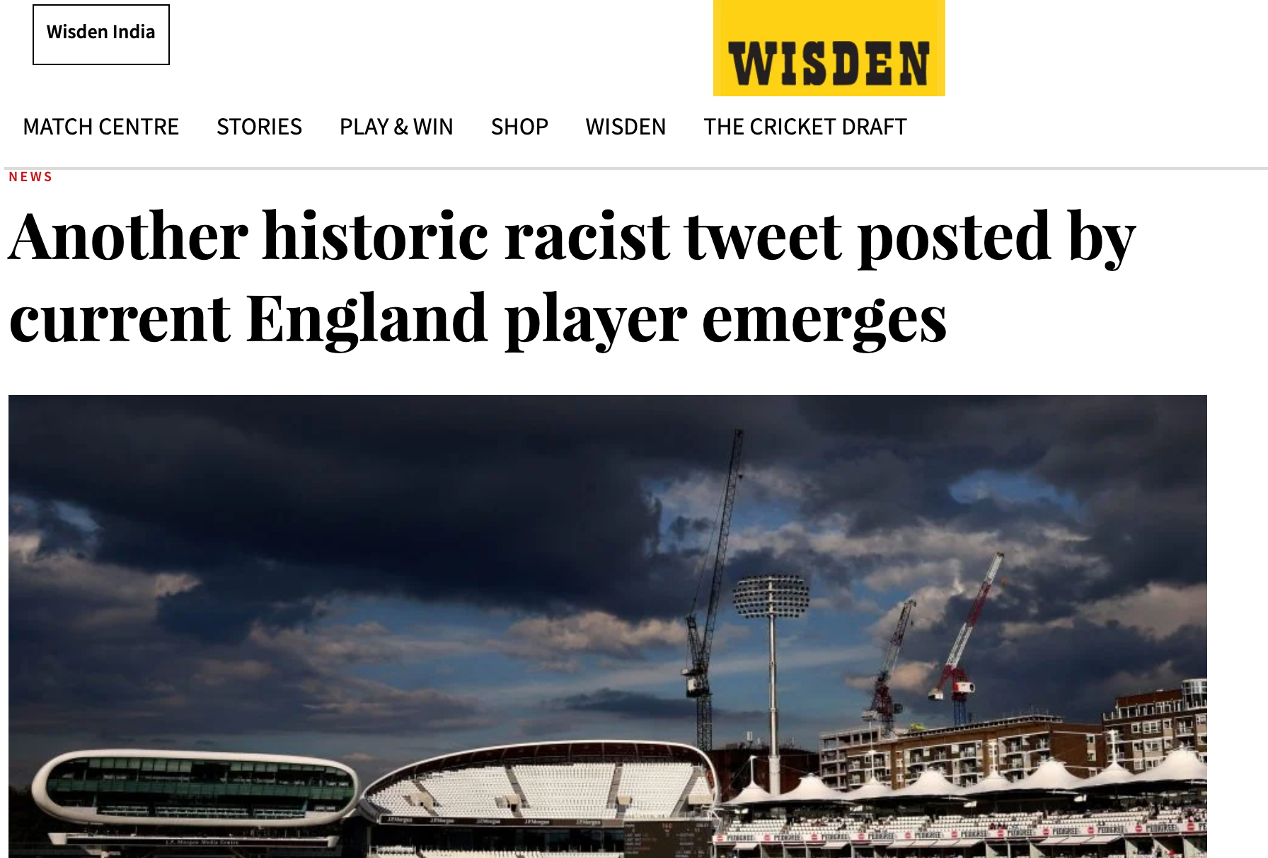 Yesterday's top story on Wisden.com
