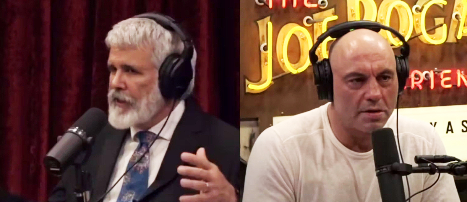 Robert Malone's (L) interview with Joe Rogan was taken down by YouTube this week