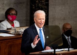 In his first State of the Union, Biden punches left