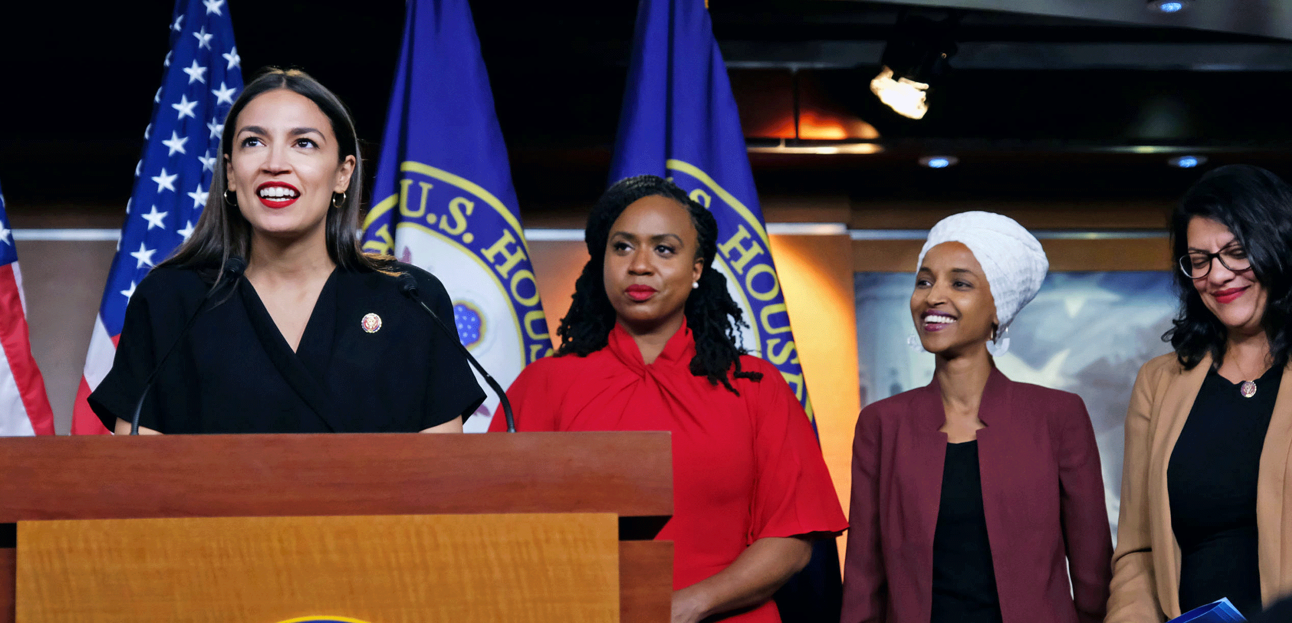 The Squad has toed the line on Ukraine. Credit: Getty
