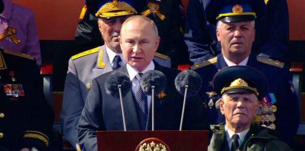 Vladimir Putin speaks in Moscow's Red Square