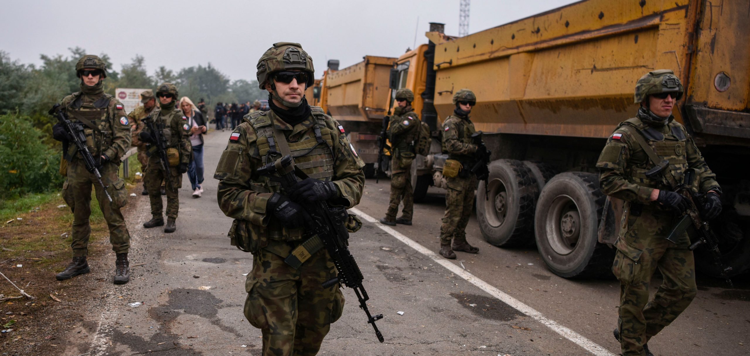 Nato soldiers patrol the Serbian-Kosovan border Credit: Armend Nimani/Getty Images