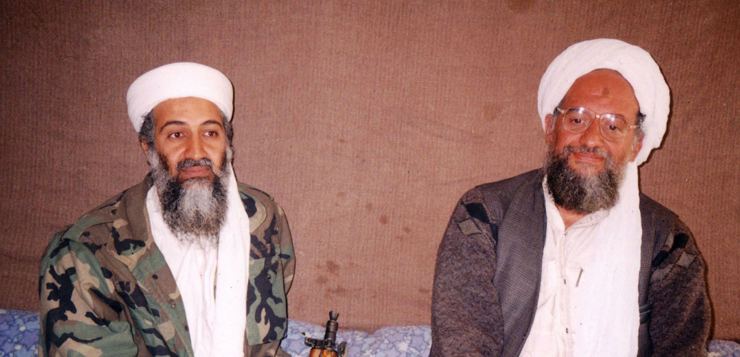 Osama bin Laden (L) sits with his adviser Ayman al-Zawahiri (R). Credit: Getty