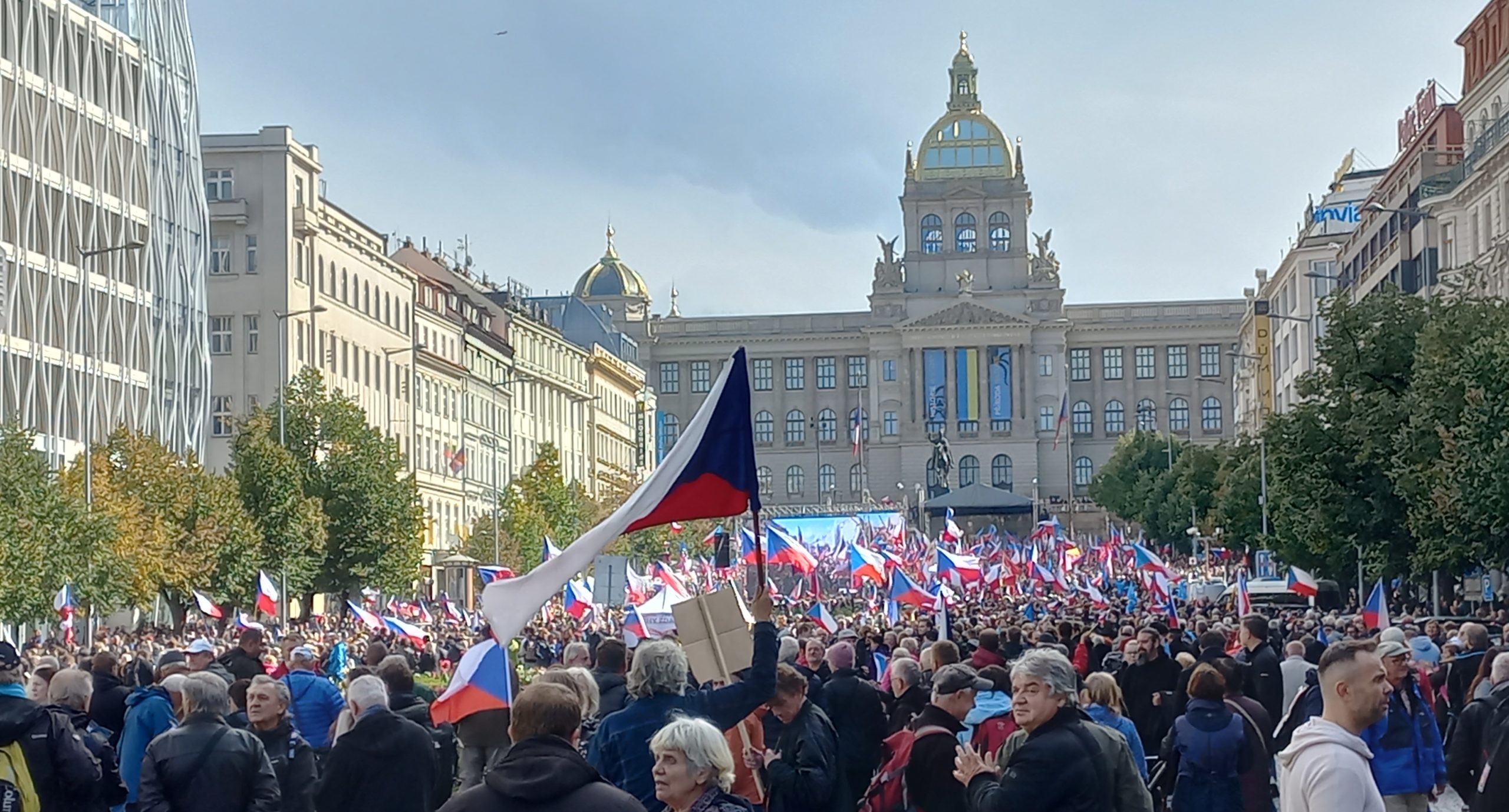 Protestors at Wenceslas Square