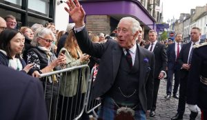In visiting Dunfermline, Charles declares himself a Scottish King