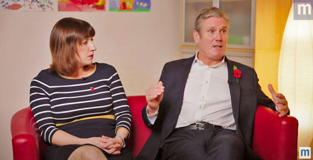 Screengrab from Keir Starmer's and Rachel Reeves' interview with Mumsnet founder Justine Roberts