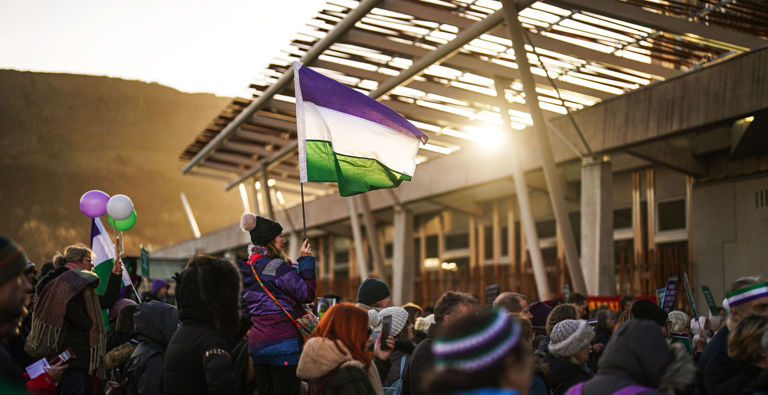 No to self-ID protesters outside Scottish Parliament. Credit: Getty
