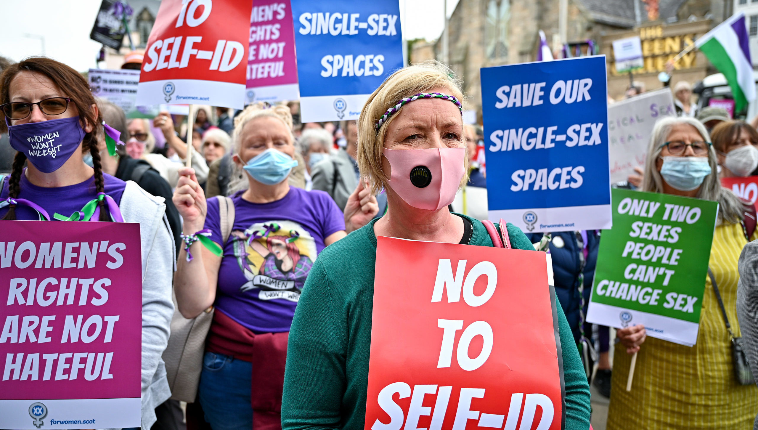 For Women Scotland protestors demonstrate outside Holyrood last year. Credit: Getty.