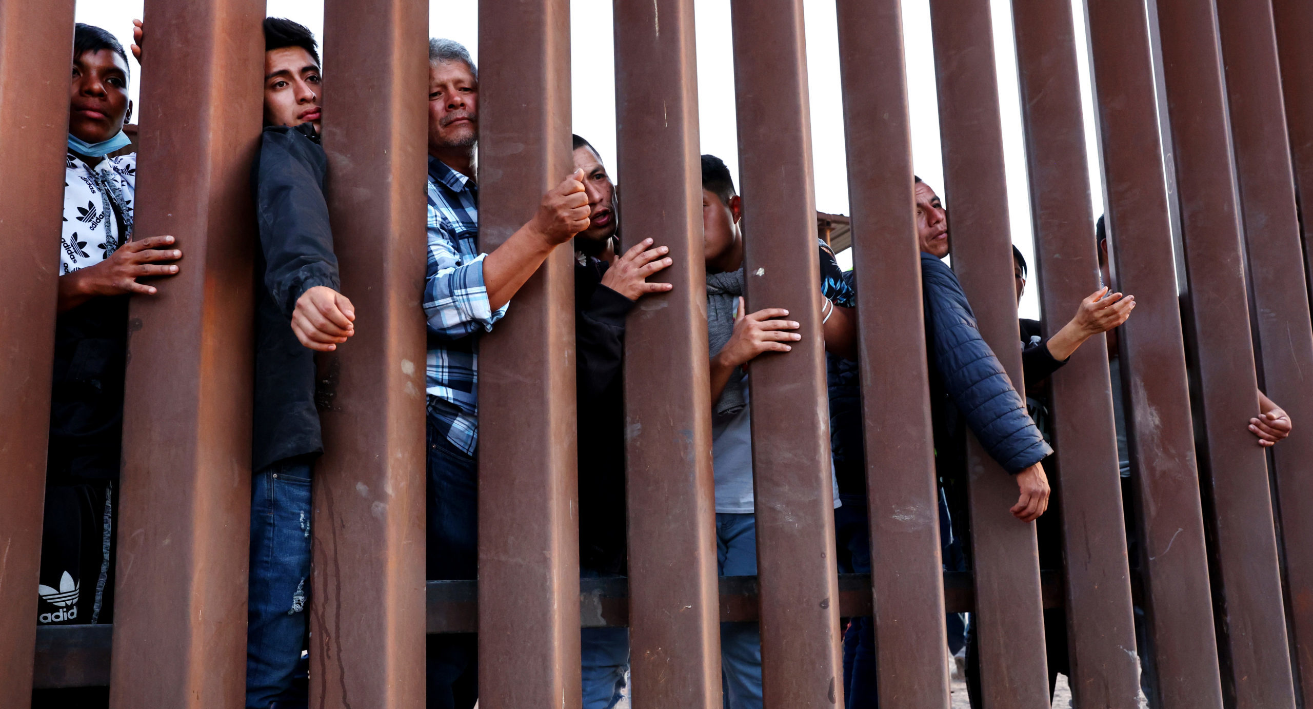 Immigrants in San Luis, Arizona in May 2022, having crossed the Mexico border. Credit: Getty.