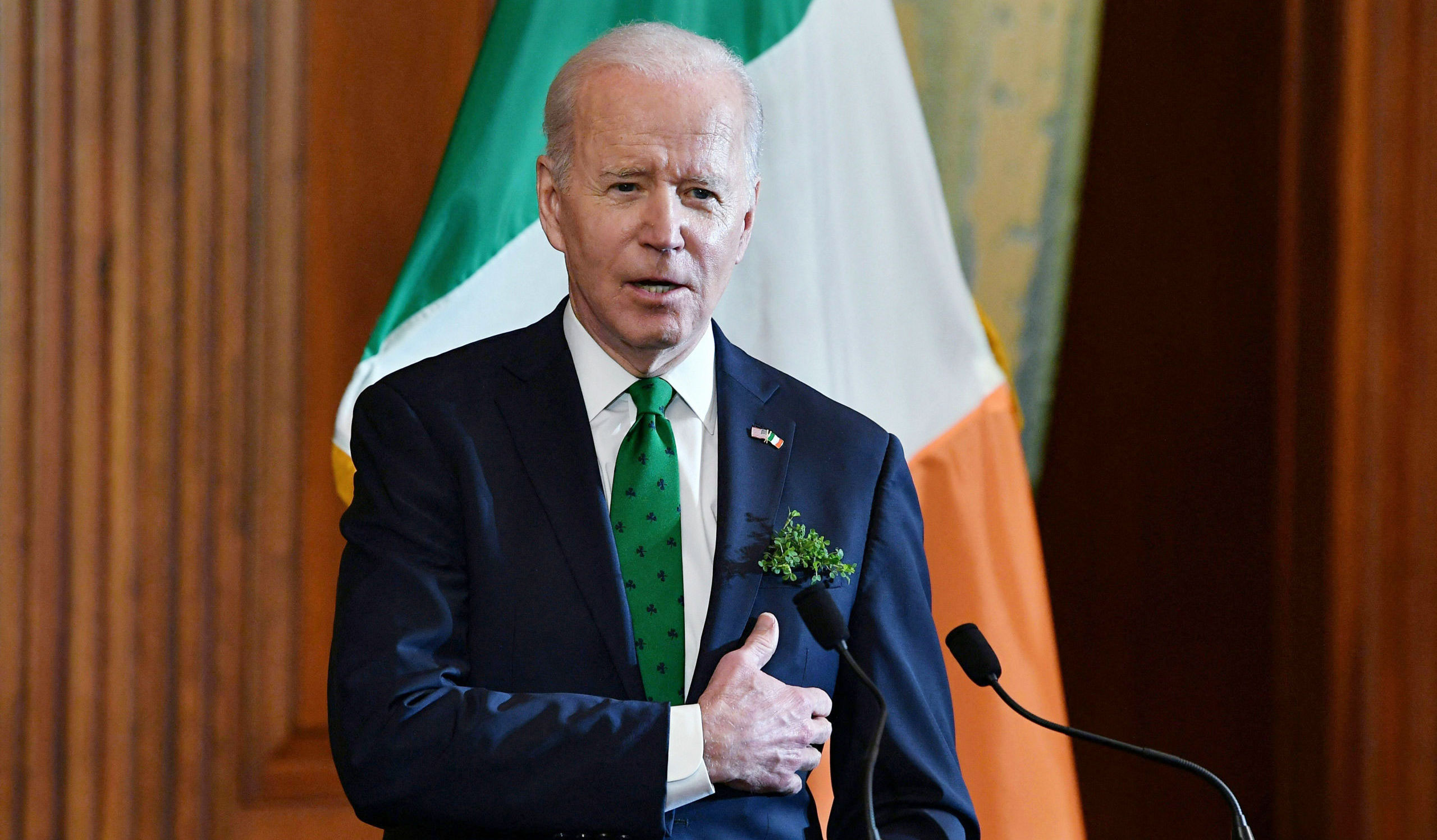 Joe Biden pledges allegiance to the flag. Credit: Getty.
