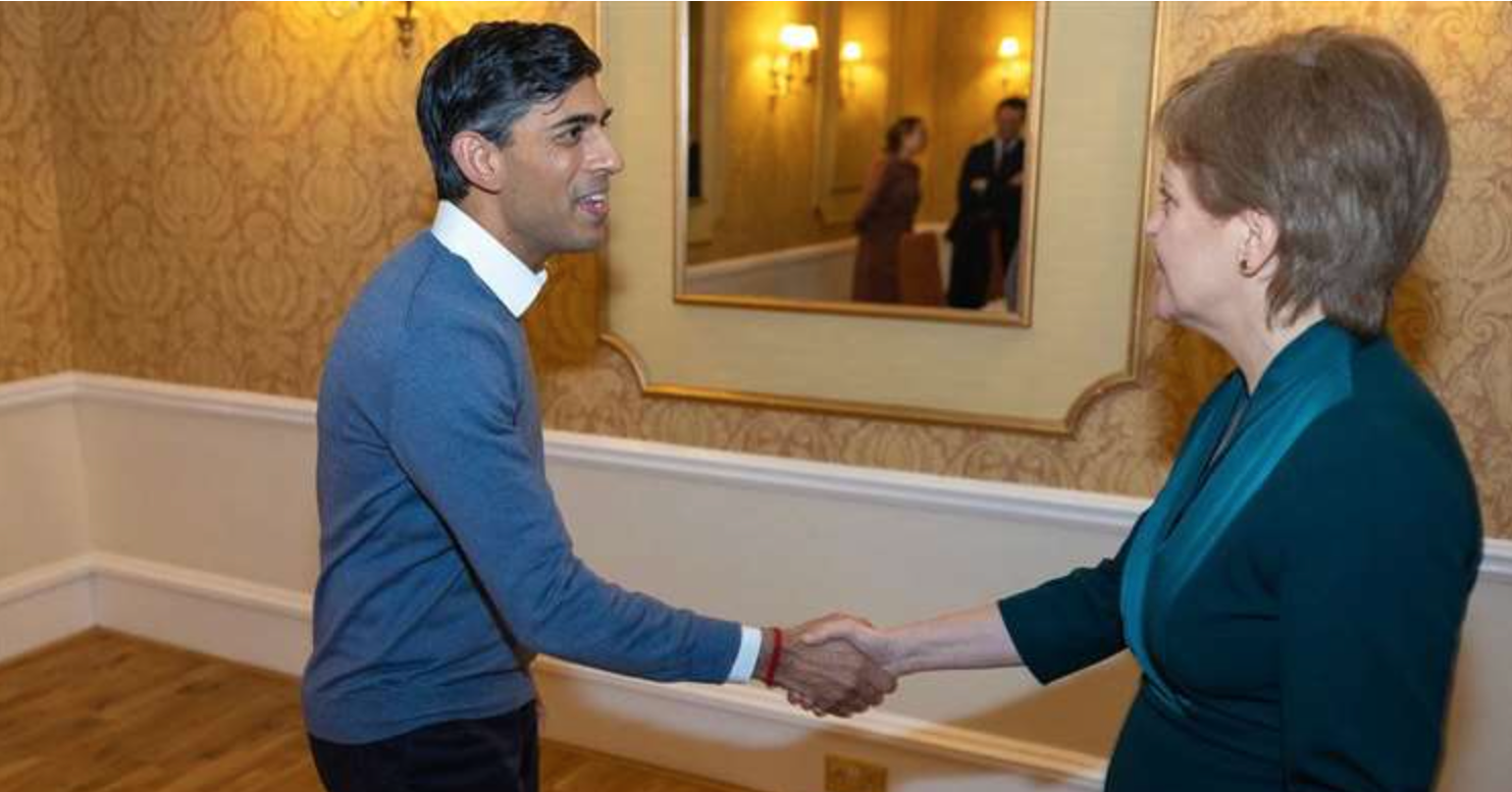 Rishi Sunak meets with Nicola Sturgeon in Scotland last week. Source: Reuters.