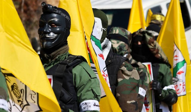 Fighters from the Palestinian Fatah movement. (Jaafar Ashtiyeh/AFP/Getty)