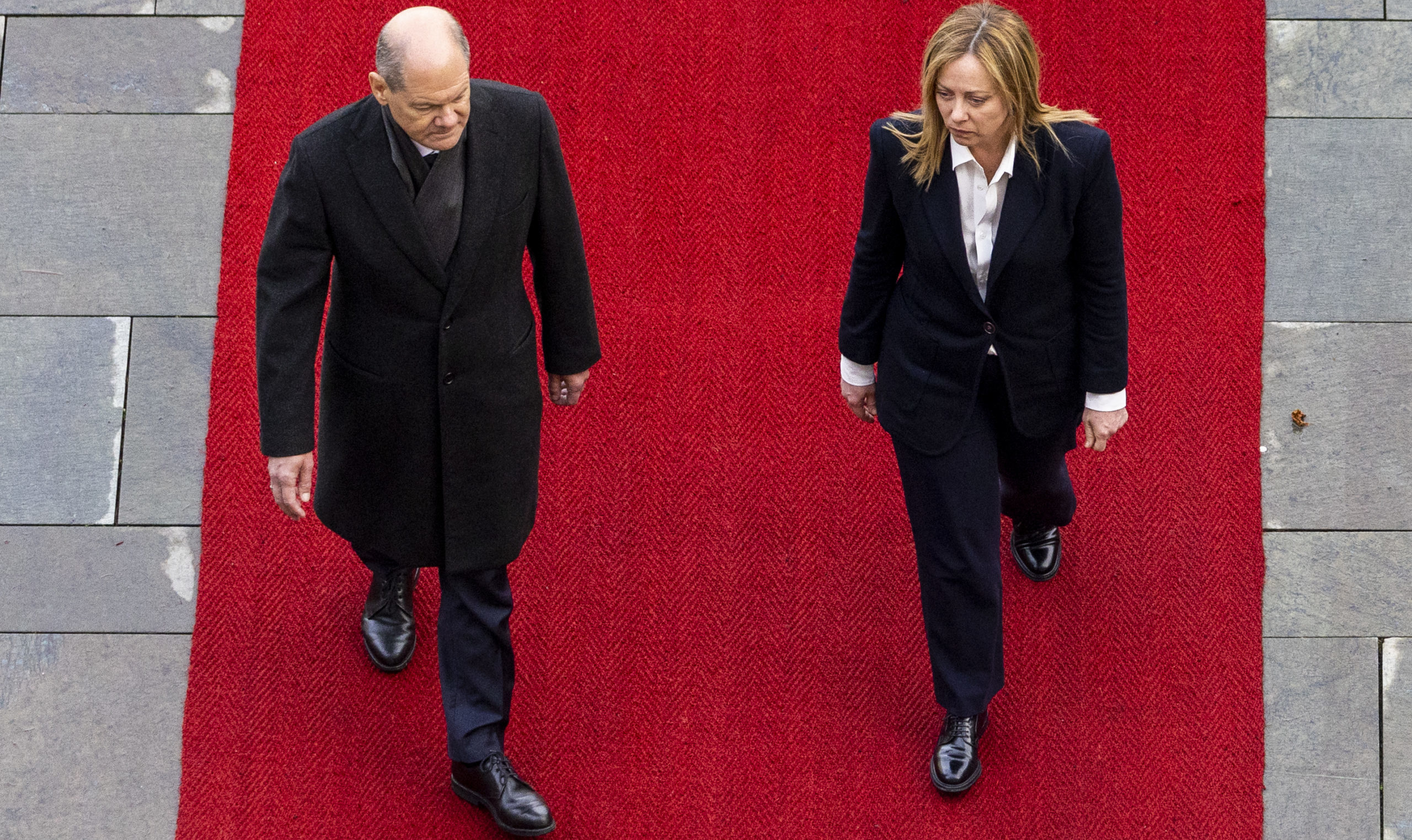 Scholz and Meloni are experiencing differing fortunes. Credit: Getty.