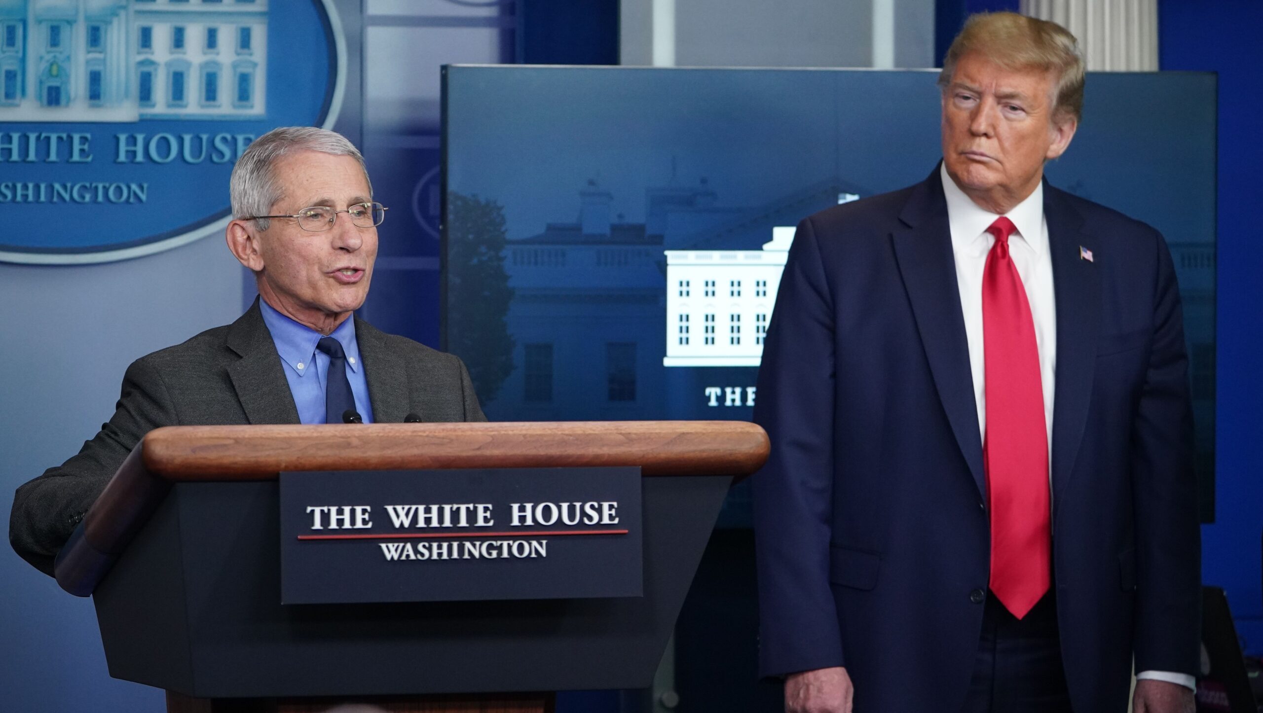 Former chief medical officer Anthony Fauci and former president Donald Trump. Credit: Getty