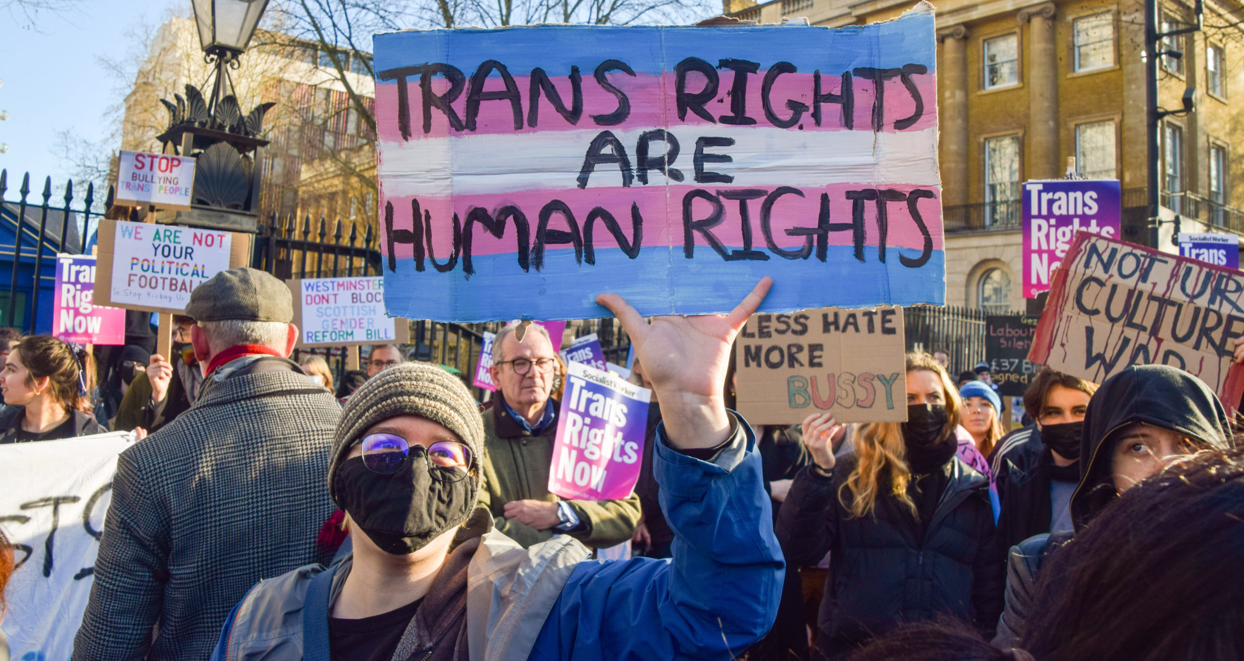 A protestor in London this year. Credit: Getty.