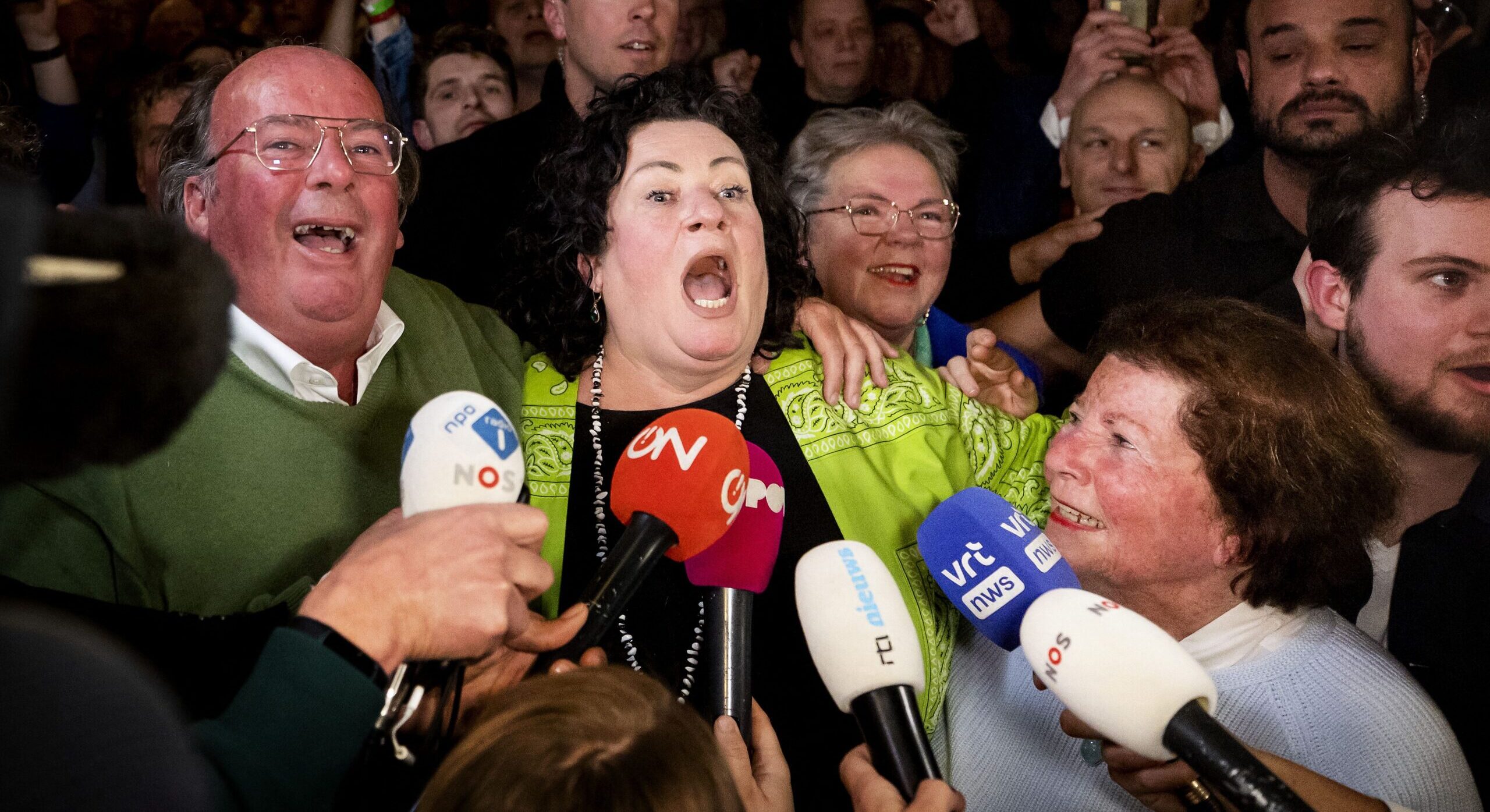 BBB leader Caroline van der Plas reacts to the results of the Netherlands' Provincial Council elections. Credit: Getty
