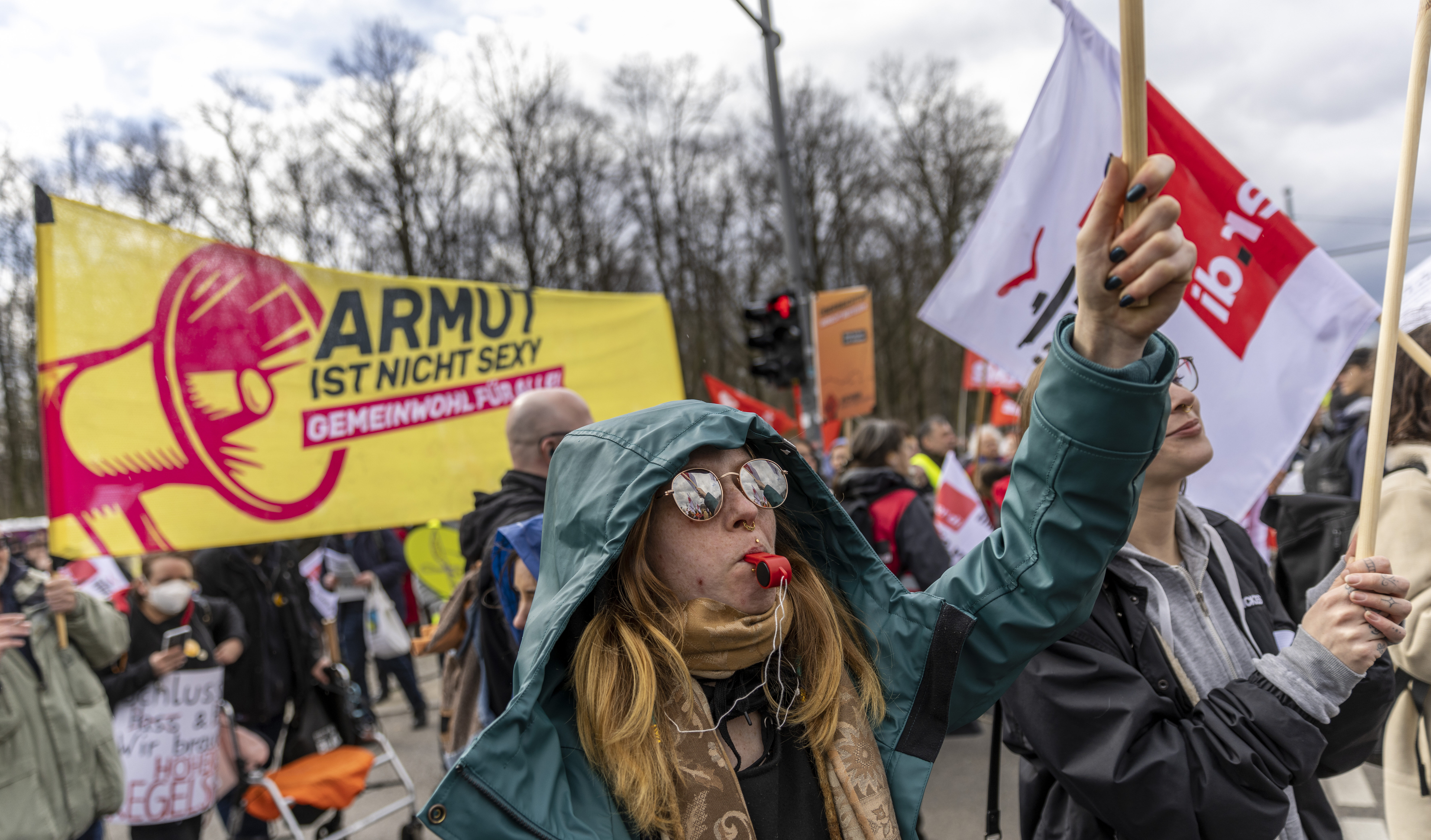 A Berlin protest against the effects of high inflation ahead of further strikes this week. Credit: Getty