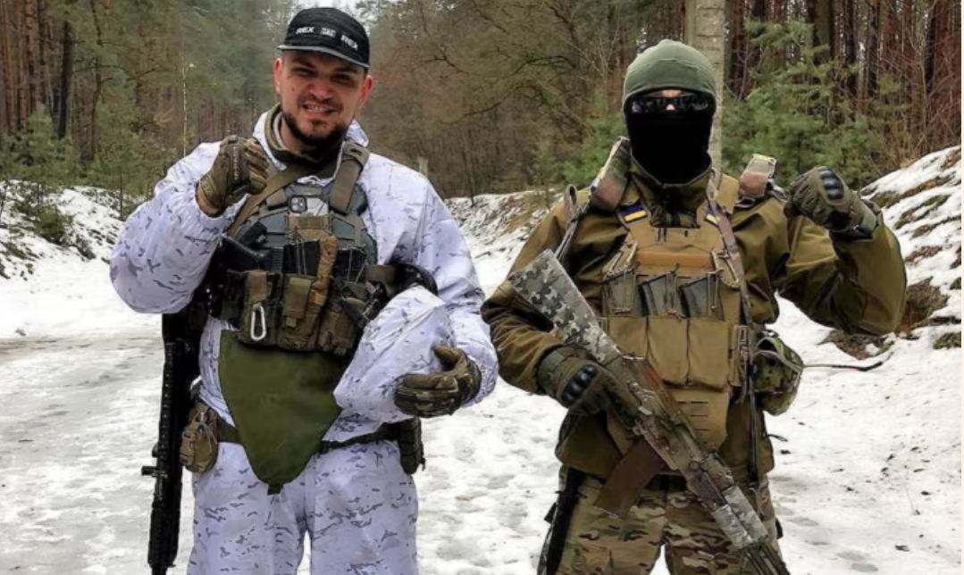 Head of the Russian Volunteer Corps Denis Nikitin (left)