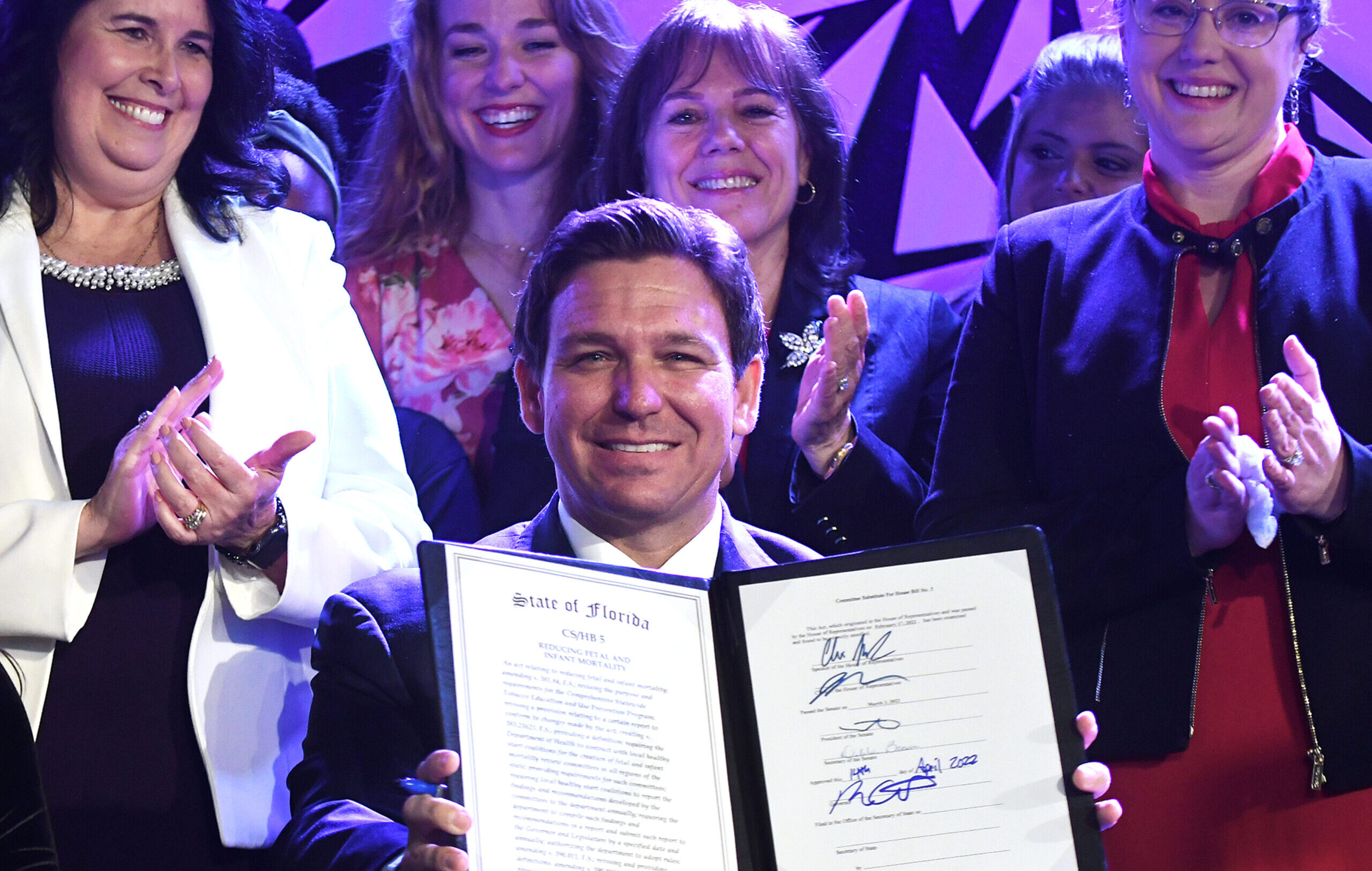 Ron DeSantis signs Florida's 15-week abortion ban into law last year. Credit: Getty