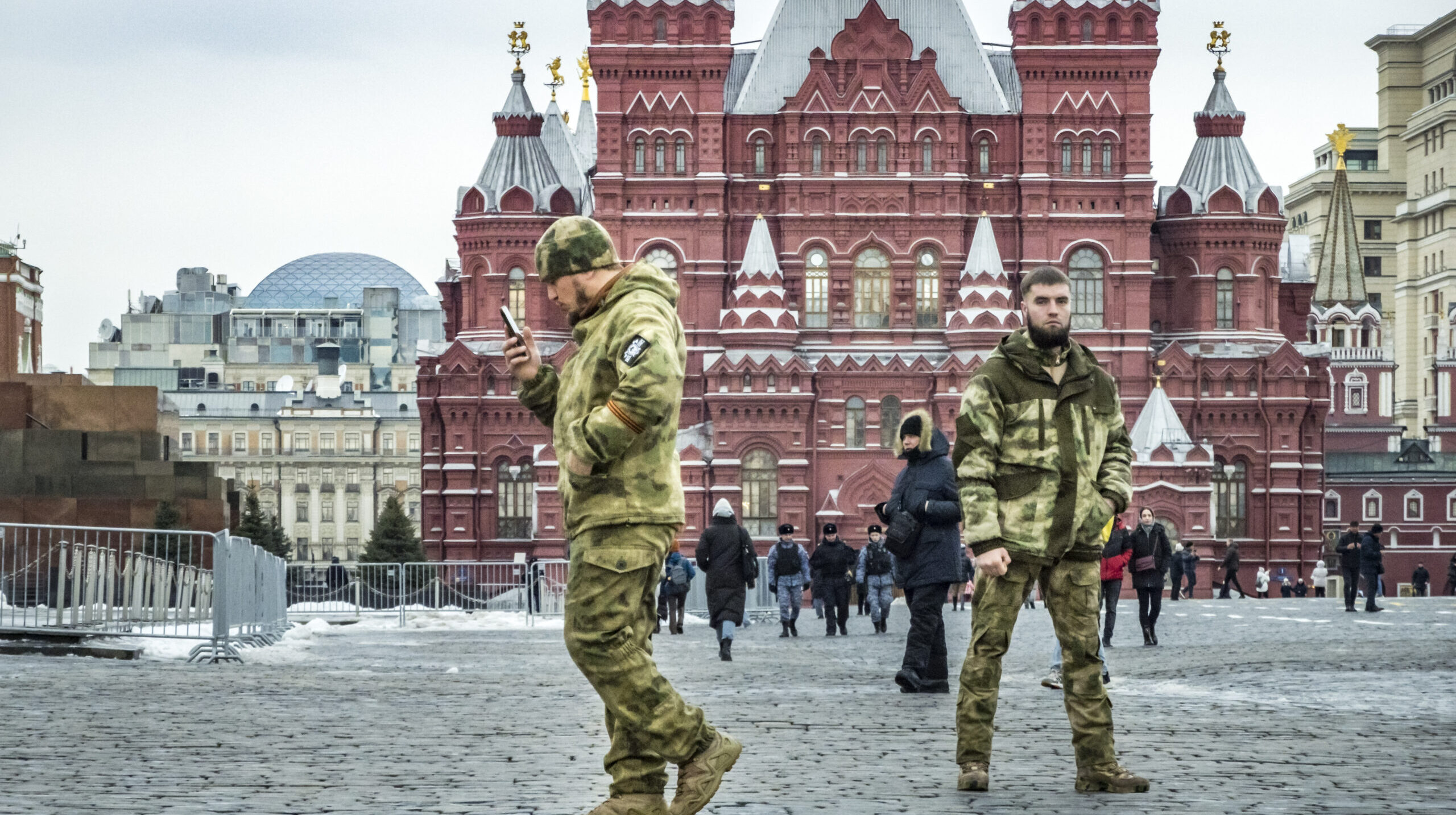 Rusich fighters near the Kremlin. Credit: Getty