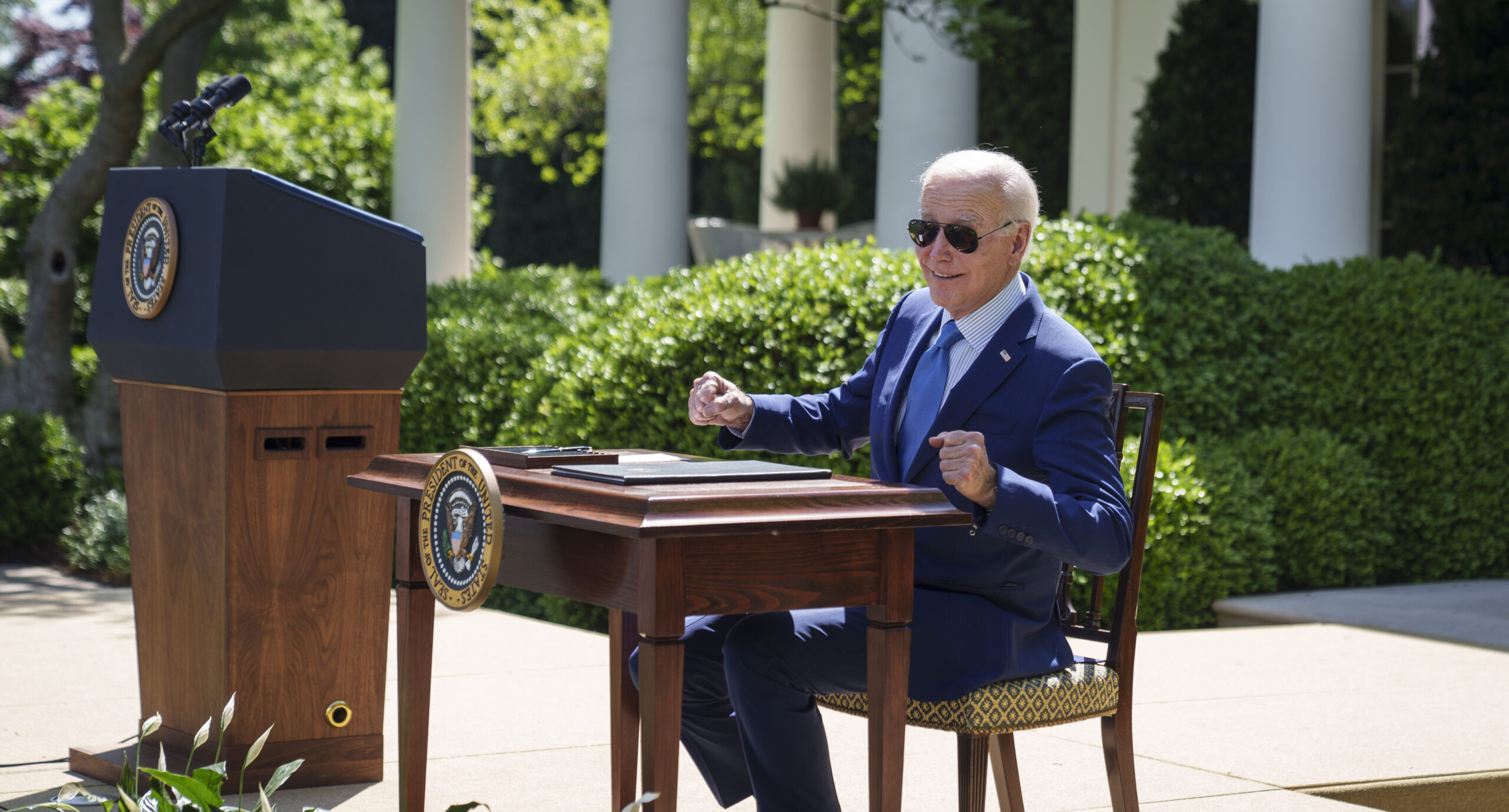 Joe Biden signs an executive order to create the Office of Environmental Justice. Credit: Getty