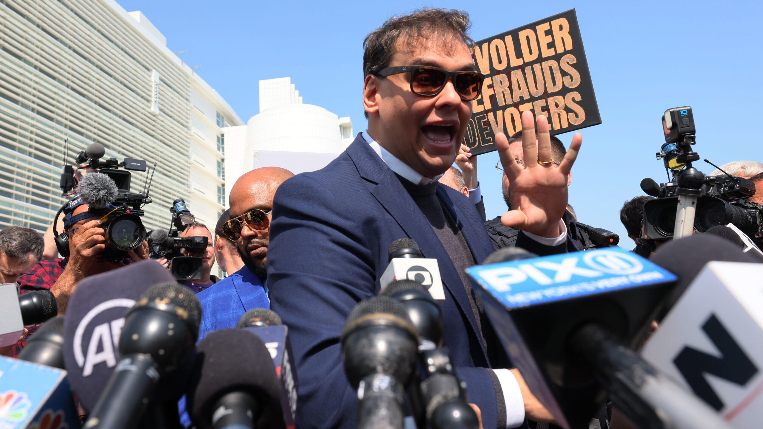 George Santos leaves court on 10th May. Credit: Getty