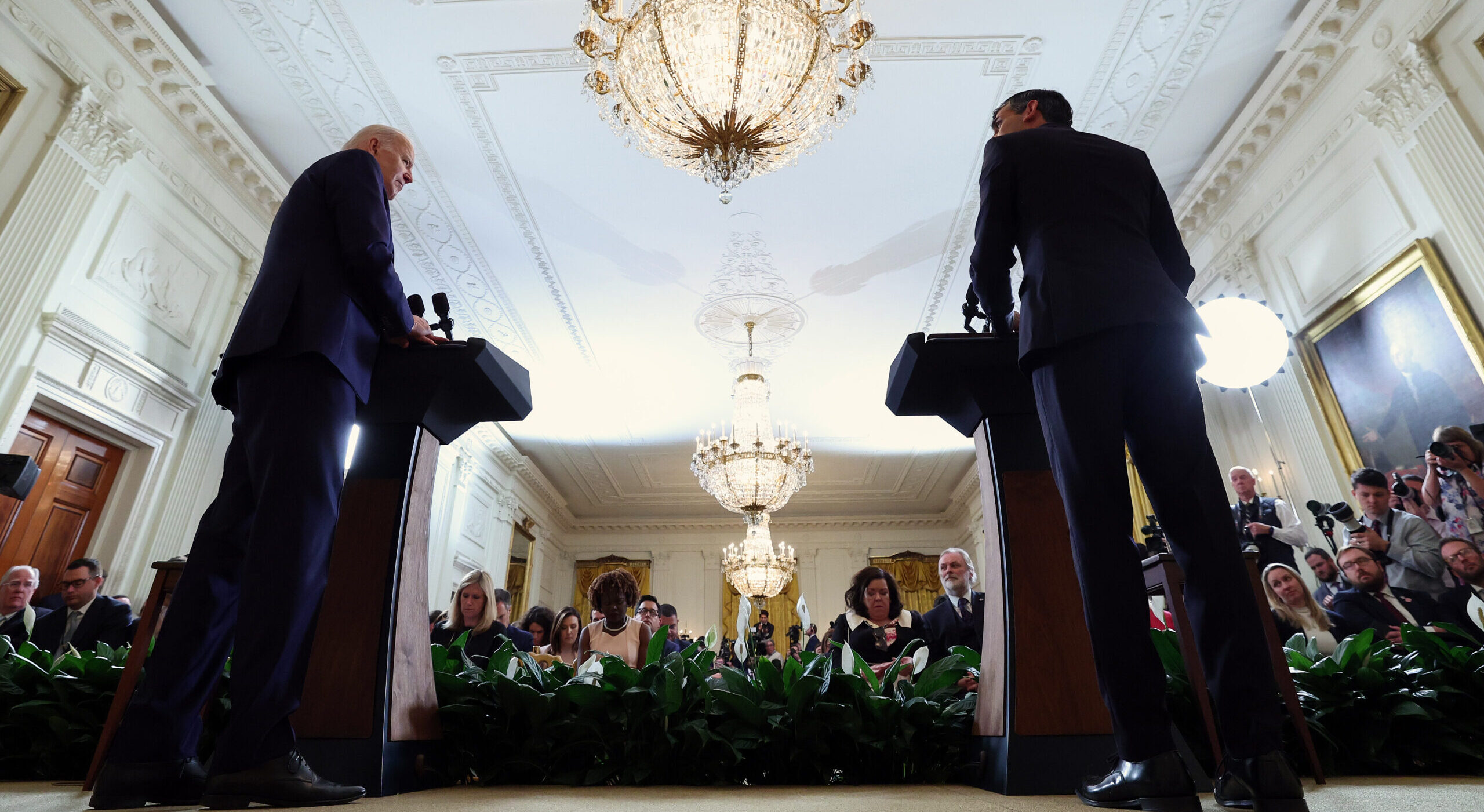 Joe Biden and Rishi Sunak hold a joint press conference in the White House on Thursday. Credit: Getty