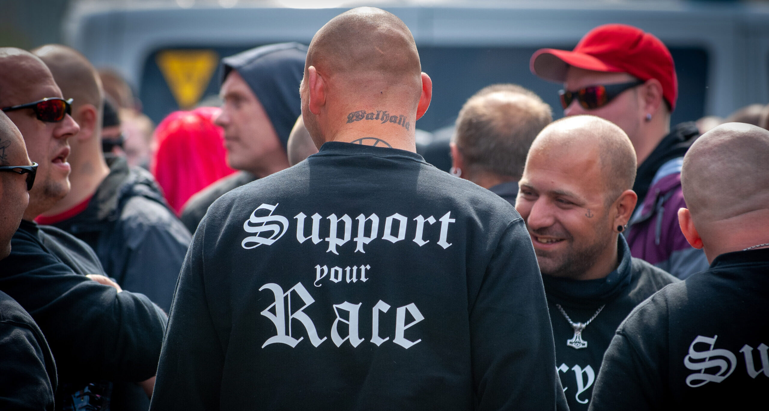 Far-Right and neo-Nazi demonstrators  in Halle, Germany. Credit: Getty