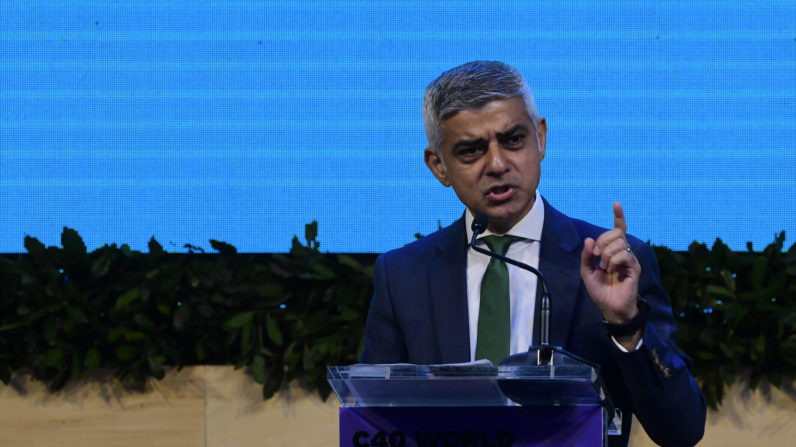 London Mayor Sadiq Khan speaks at the C40 World Mayors Summit in Buenos Aires last year. Credit: Getty