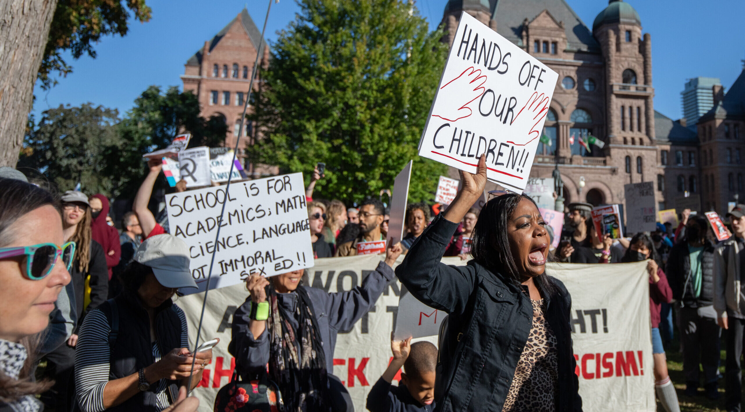 The 1 Million March 4 Kids protest against teaching gender identity in Toronto schools this week. Credit: Getty